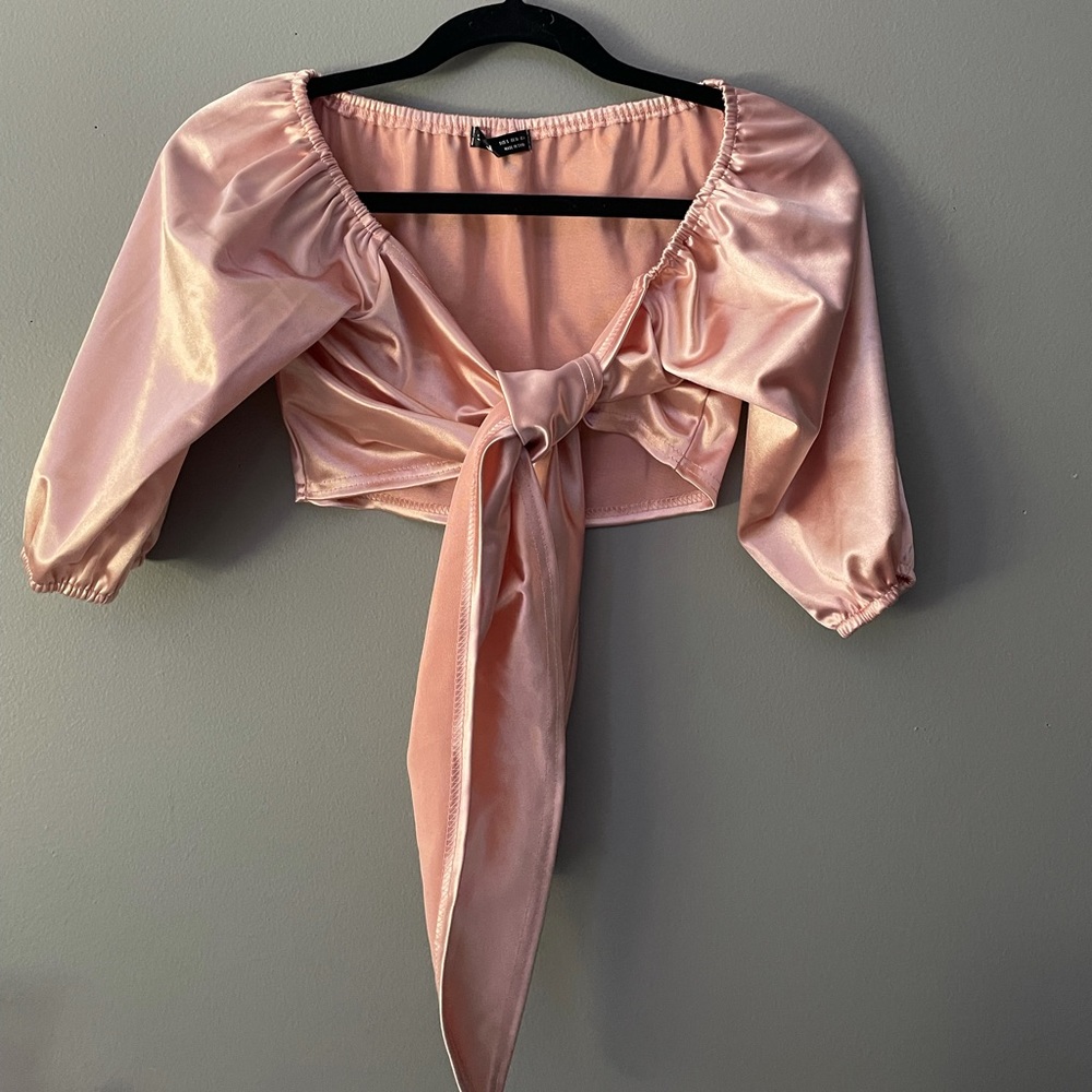 Tie in front satin top